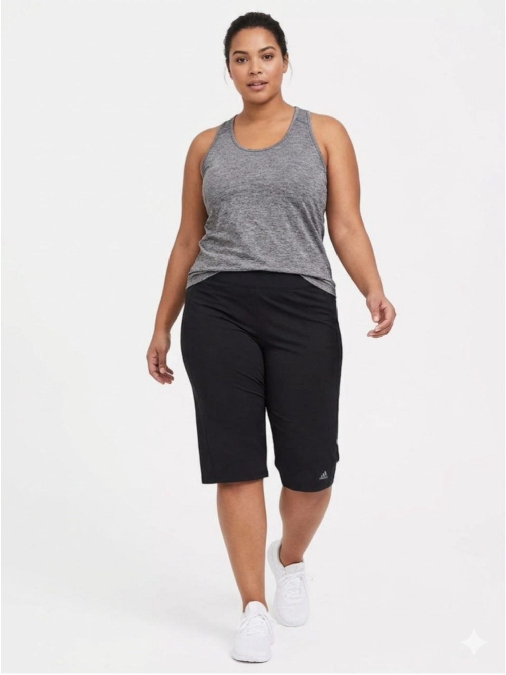 Adidas 3X Plus Women Black Longline Athletic Long Shorts Bermuda Climalite - 949